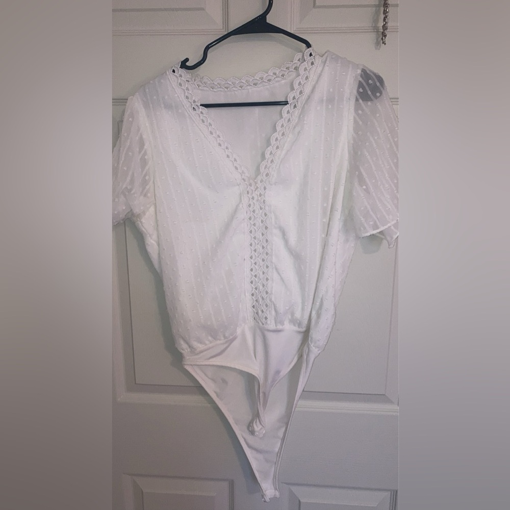 White lacey formal body suit